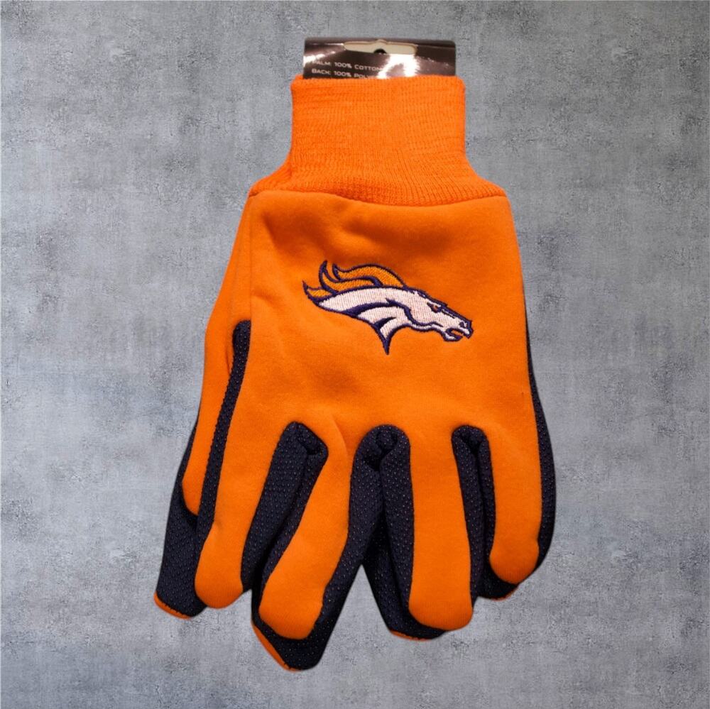 NFL Denver Broncos Team Sport Utility Gloves Logo Orange Adult One Size NWT